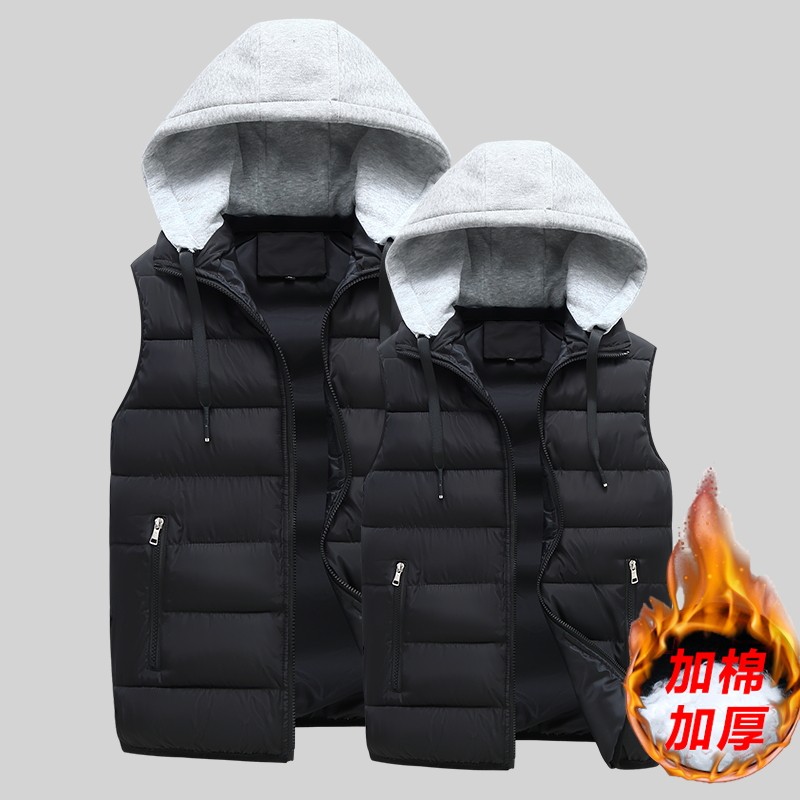 2025新款马甲男秋冬款加厚保暖背心坎肩外套连帽马夹MJ801-特P50,男装背心/马甲,电商A076