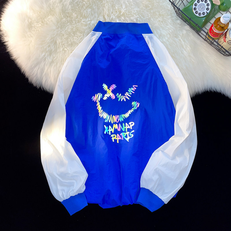 夏季反光印花外套男女超薄防紫外线防晒衣服港风摆拍5FS5995-P50,男装夹克,电商A076