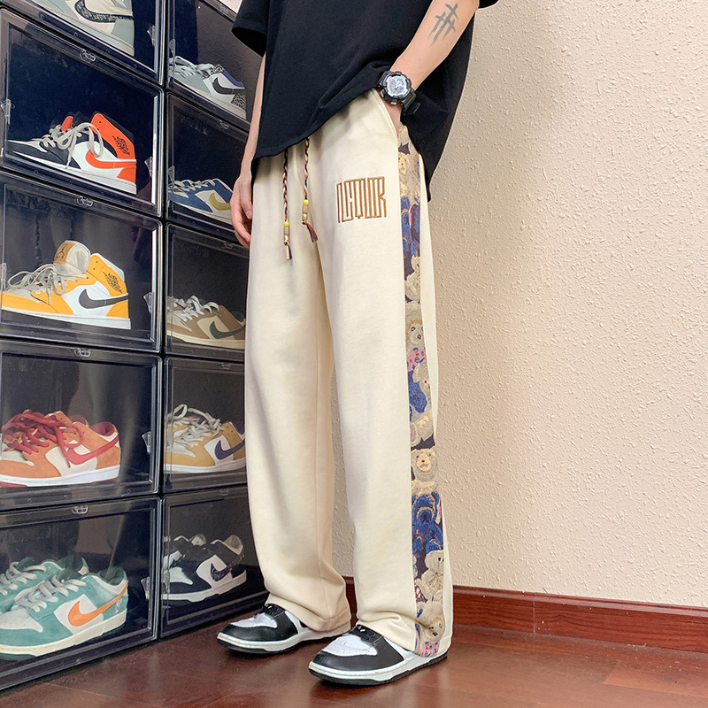 港风运动卫裤男2025年春季宽松美式休闲长裤红木地板3K575-特P30，男装休闲裤，电商A076