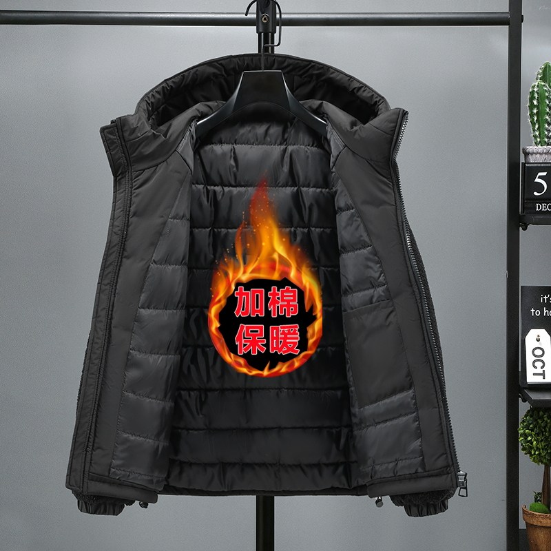 冬季新款连帽羊羔绒棉服男士时尚加厚保暖棉衣外套MY8116-特P100,男装棉衣,电商A076
