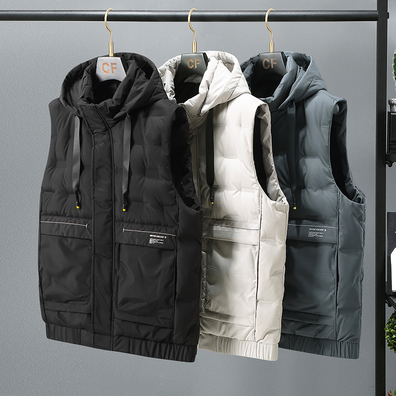 秋冬季棉马甲男士连帽无袖保暖外套工装多口袋马夹MJ22109-特P70，男装棉衣，电商A076