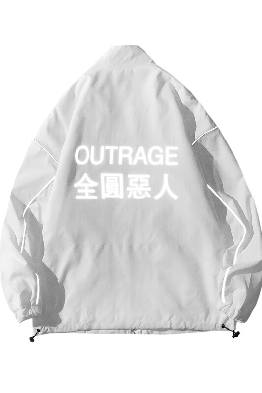 秋季夜光印花外套男ins港风潮流宽松大码情侣夹克白底5JK2116-P60,男装夹克,电商A076