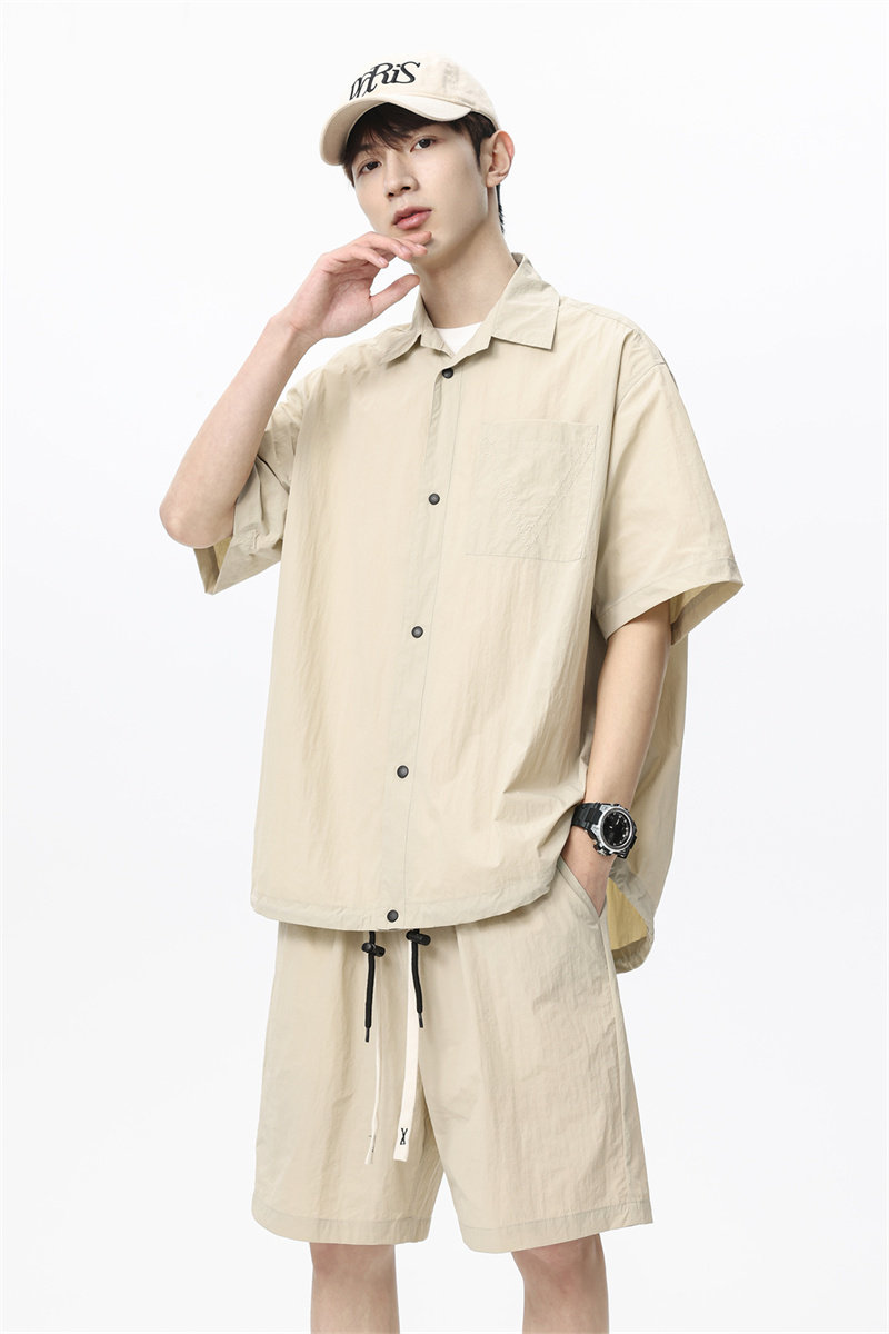 2025新款夏季薄款时尚套装男士宽松衬衫短裤无差价TZ2539-特P58,男装休闲套装,电商A076