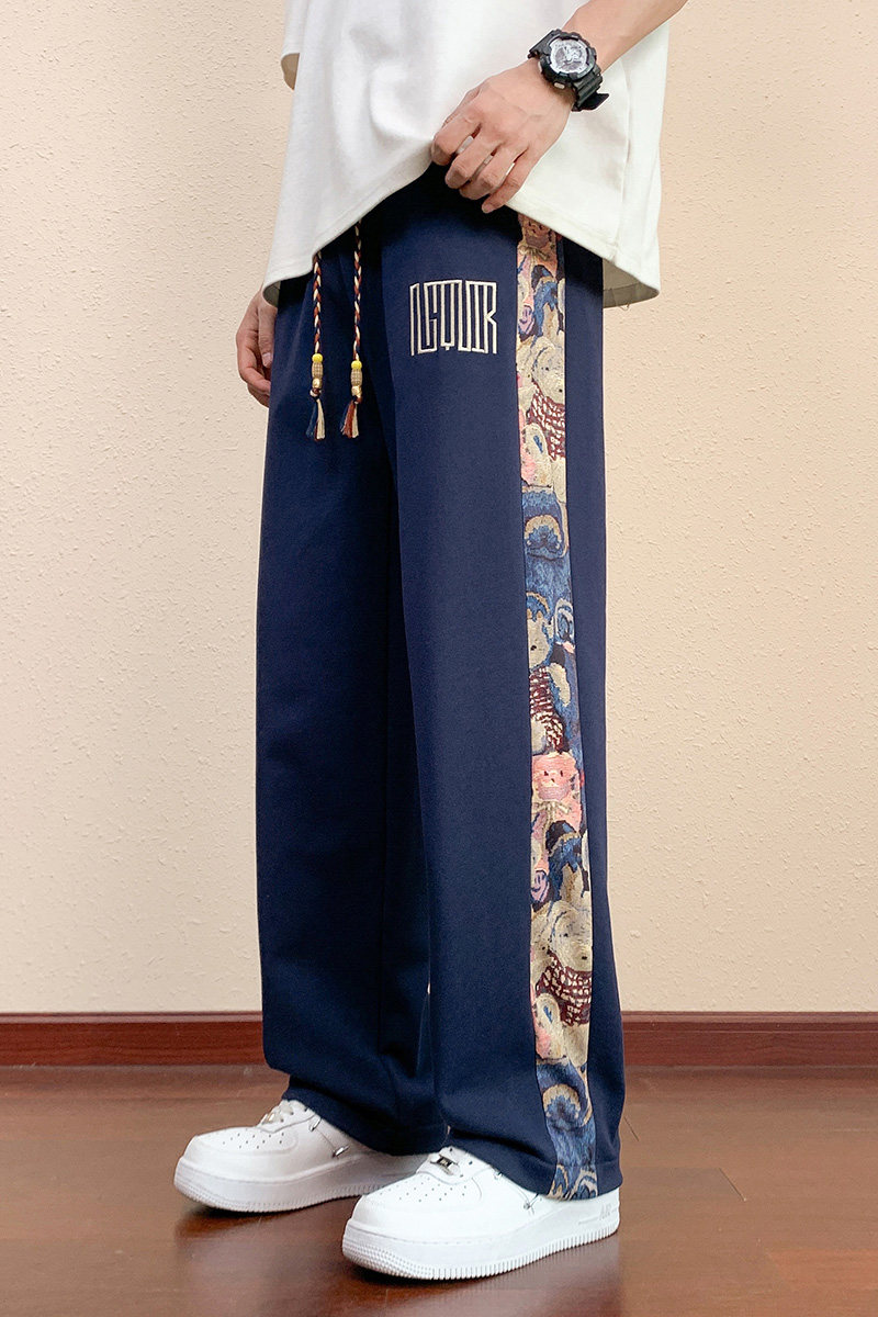 港风运动卫裤男2025年春季宽松美式休闲长裤红木地板2K575-特P30,男装休闲裤,电商A076