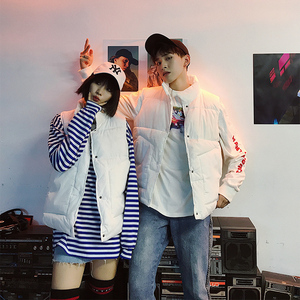 羽绒棉马甲男女秋冬情侣风模特中性风棉衣港外套14MJ12图片