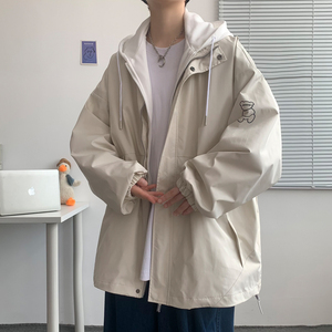假两件连帽工装外套港风中性风宽松夹克ins新款33J