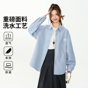 学院风自带领带长袖衬衫女宽松百搭设计感休闲衬衣26019-特P68图片