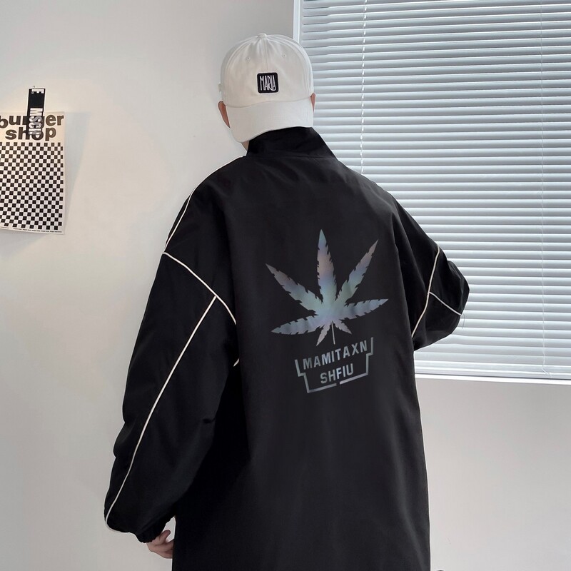秋冬季夹克衣服外套男女港风反光夜光外套立领43J,男装夹克,电商A076