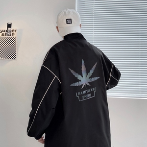 秋冬季夹克衣服外套男女港风反光夜光外套立领43J