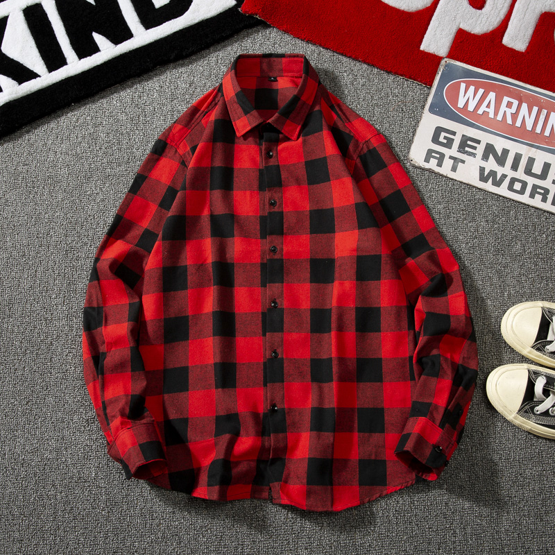 Autumn Plaid Shirt Men's Korean fashion versatile casual Long Sleeve Shirt Men's autumn jacket