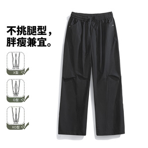 复古工装风黑色直筒休闲裤男宽松透气长裤白底图CK26011-特P49图片