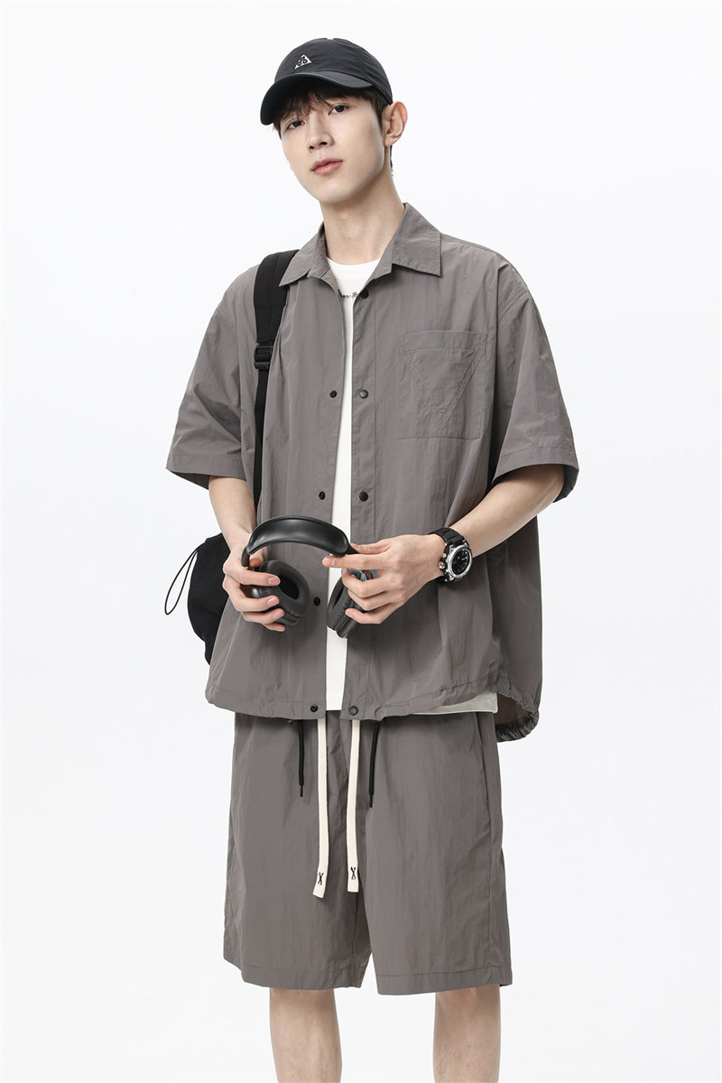 2025夏季新款薄款运动套装男士宽松衬衫短裤无差价TZ2539-特P58,男装牛仔裤,电商A076