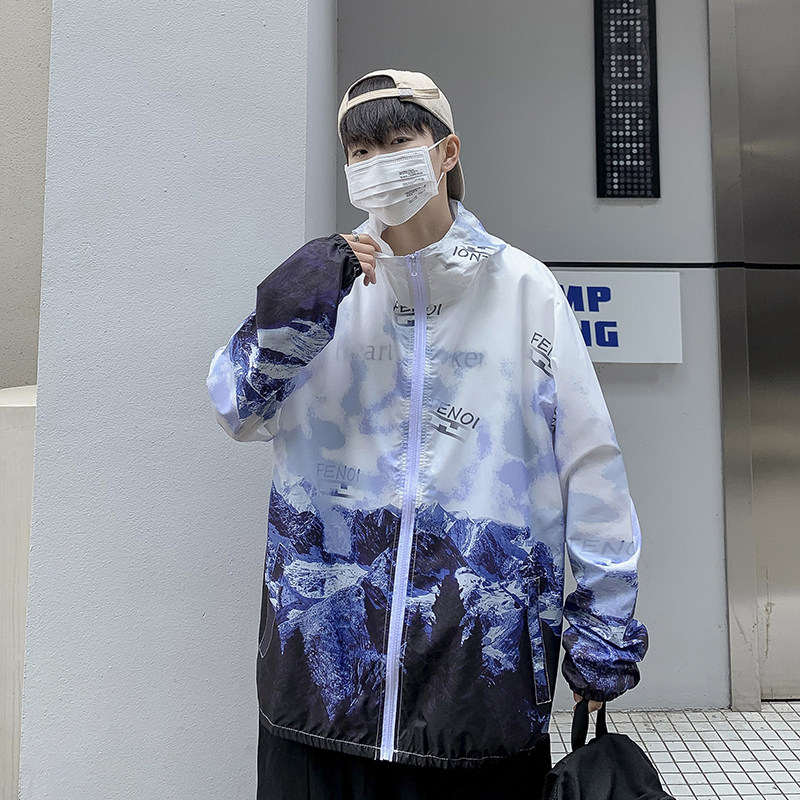 夏季冰丝外套男超薄防紫外线大码情侣防晒衣港风模特2FS9063-P25,男装夹克,电商A076