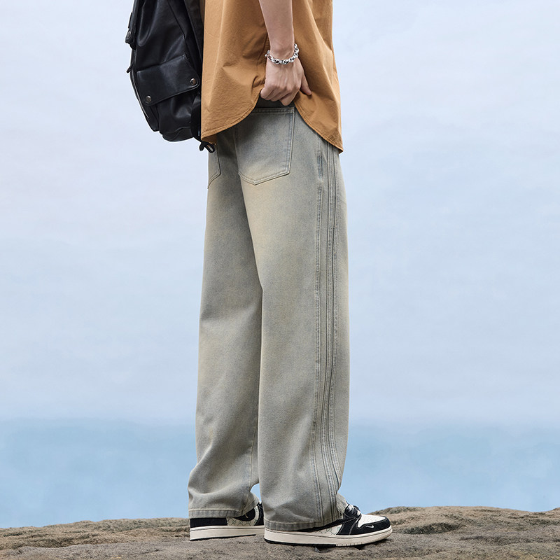 春秋季牛仔裤宽松直筒休闲长裤潮牌美式复古直筒裤子2NZ1220特P46,男装牛仔裤,电商A076