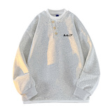 春秋季新款美式复古假两件卫衣男潮牌宽松长袖上衣WY5503A-特P48，男装卫衣，电商A076