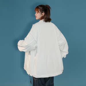 夹克秋季服男女白墙夜光反光外套薄款港风中性风女6J图片