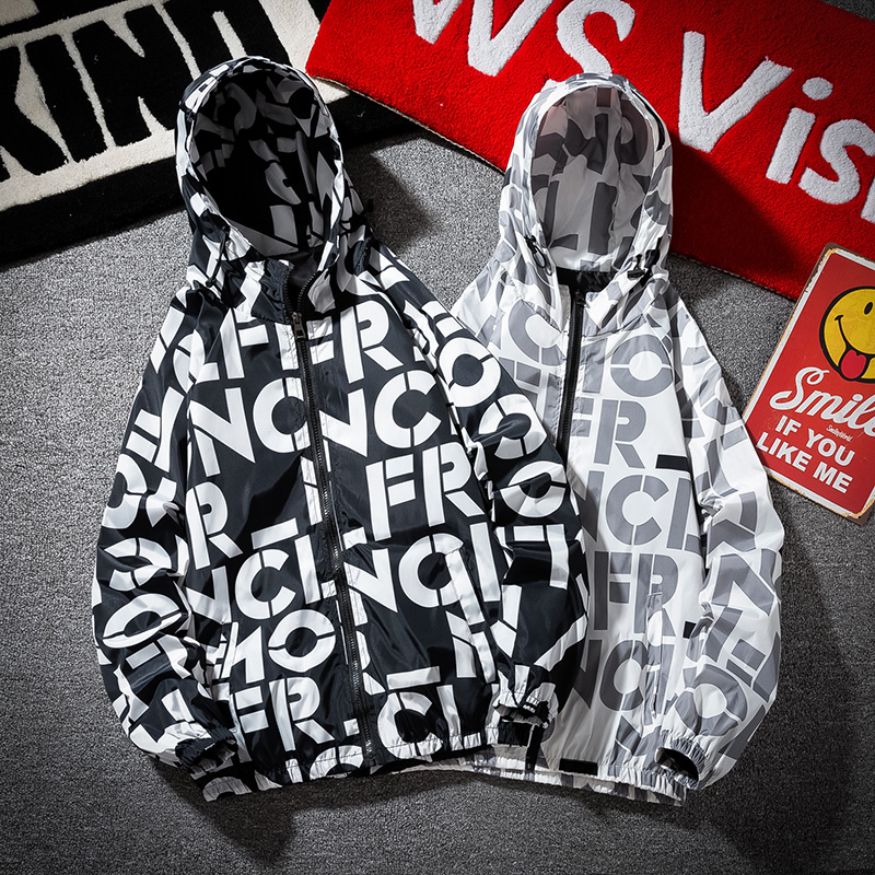 Hooded jacket men's autumn Korean fashion printed jacket men's 2020 new spring and autumn coat