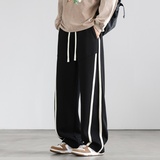 简约运动风条纹拼接直筒裤男宽松垂感休闲裤潮流百搭CK2576-特P39，男装休闲裤，电商A076
