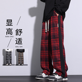 春秋季新款格子休闲裤时尚潮流百搭宽松直筒裤子无差价K827-特P36，男装休闲裤，电商A076