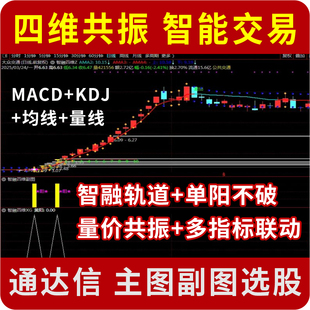 四维共振指标套装抓涨停打板尾盘买入指标公式MACD+KDJ+均线+量线