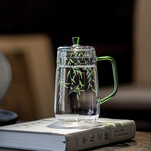 瑞璃玻璃月牙过滤绿茶杯