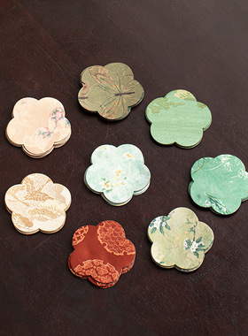 家用布艺防水茶杯垫新中式茶托防滑烫隔热垫品茗杯功夫茶具配件