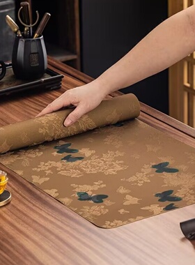 防水茶席新中式禅意桌布茶垫茶旗桌旗轻奢高端干泡锦缎提花茶台布