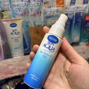 现货日本制乐敦AQUA防晒喷雾spf50防水防汗持久头发身体面部60ml