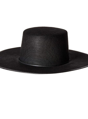 万圣节佐罗帽子大檐礼帽 佐罗毛毡帽 黑色蒙面侠cosplay佐罗帽