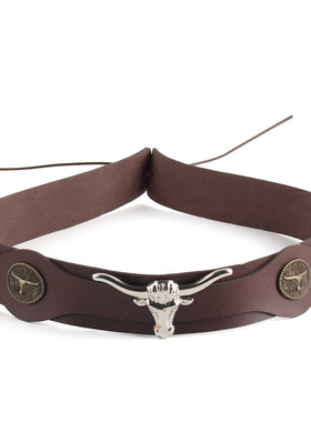 手工diy绳带配件头帽配饰 编织麻绳牛头标装饰男女复古民族封腰