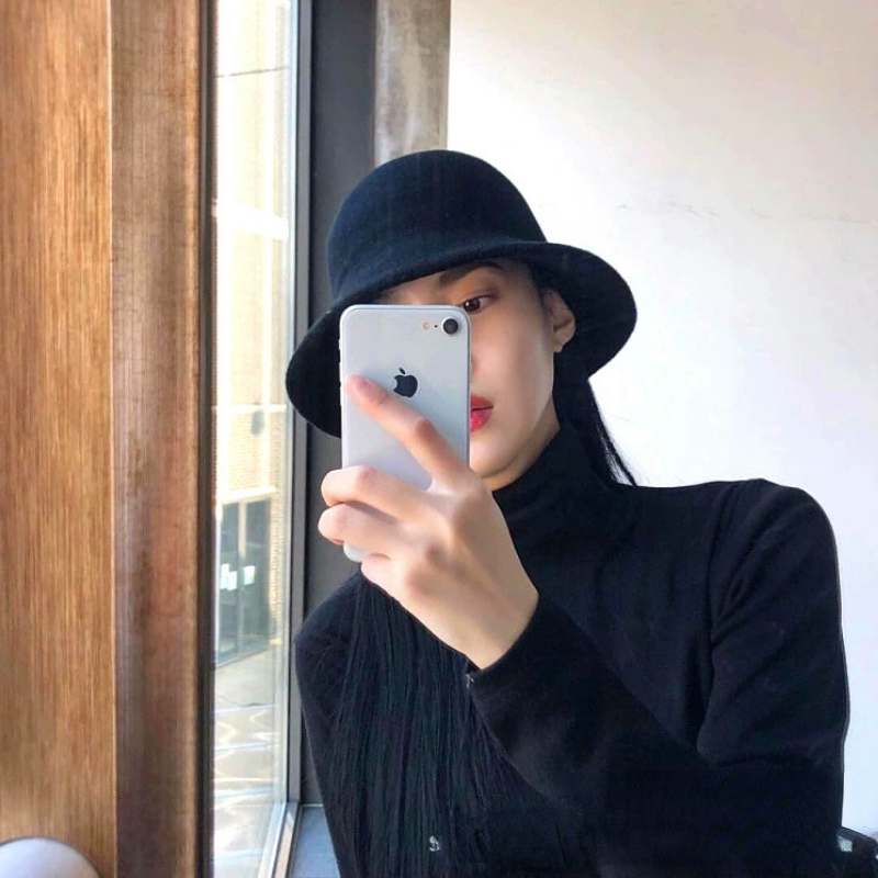 韩版时尚ins风秋冬保暖黑色日常休闲圆顶羊毛毡渔夫盆帽女