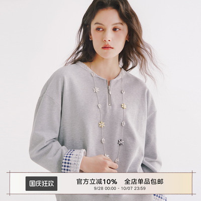 Next Weekend 简约撞色花朵项链高级感设计叠带颈链
