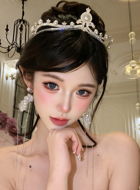 水晶公主皇冠头饰女十八岁生日新娘王冠女神高级感发箍儿童道具