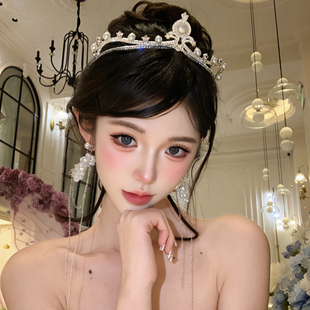 水晶公主皇冠头饰女十八岁生日新娘王冠女神高级感发箍儿童道具