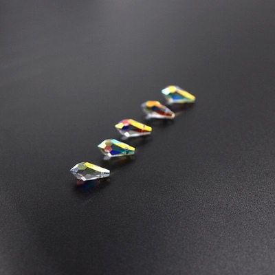 横孔水滴吊坠玻璃散珠子进口水晶diy手工串珠#6000彩白饰品配件