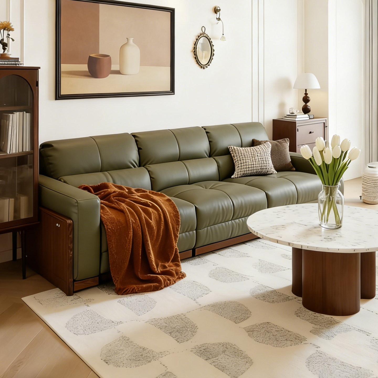 司朴意式轻奢黑胡桃木电动沙发客厅家用零靠墙实木功能真皮沙发