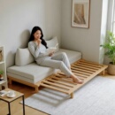 司朴北欧日式 原木奶油风不倒翁沙发小户型客厅卧室伸缩折叠沙发床