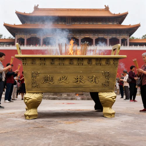 香炉寺庙室内外镀锌板铸铁合制香炉鼎祠堂供奉插香点香大型寺院
