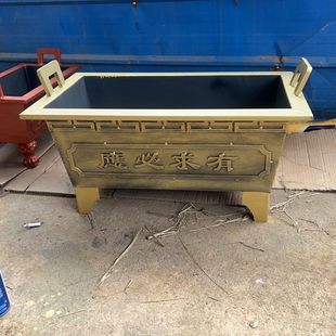 寺庙铸铁镀锌板合制香炉祠堂道观长方形烧插香焚纸炉家用四方炉鼎