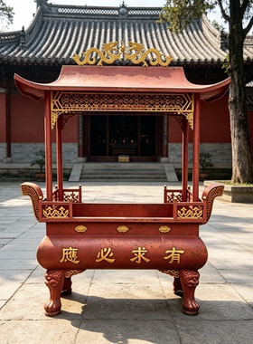 大型烧香碳钢铸铁户外香炉龙柱鼎寺庙祠堂长方形四插道观供佛香炉