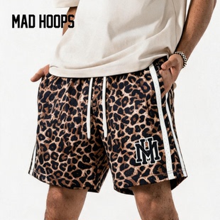 Madhoops篮球豹纹短裤美式运动跑步健身三分四分裤男款速干裤子男