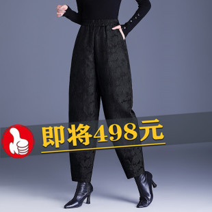 灯笼裤 夹棉保暖大码 时尚 休闲裤 立体浮雕提花哈伦裤 靴裤 女2025冬季