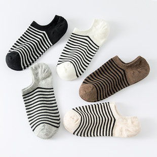 随便看看5双包邮韩国条纹隐形袜女船袜浅口隐形夏天薄棉硅胶防滑