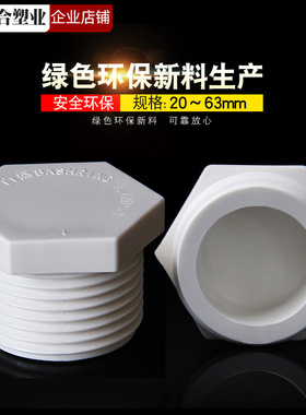 PVC外牙堵头堵塞塞头罗纹堵塞牙堵丝堵给水管20 25 32 4分6分1寸