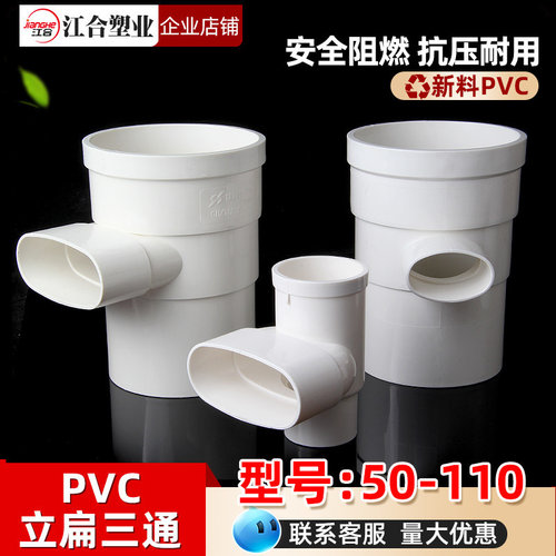PVC立扁三通变50扁75马桶移位器缩口内外插110圆转扁三通管扁立口 - 封面