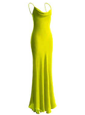 吉然设计年会高级感大码秋冬绿色真丝绒吊带连衣裙名媛加长裙