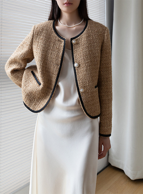 JIRANDESIGN 高端轻奢风设计感羊毛小众小香风外套驼色上衣