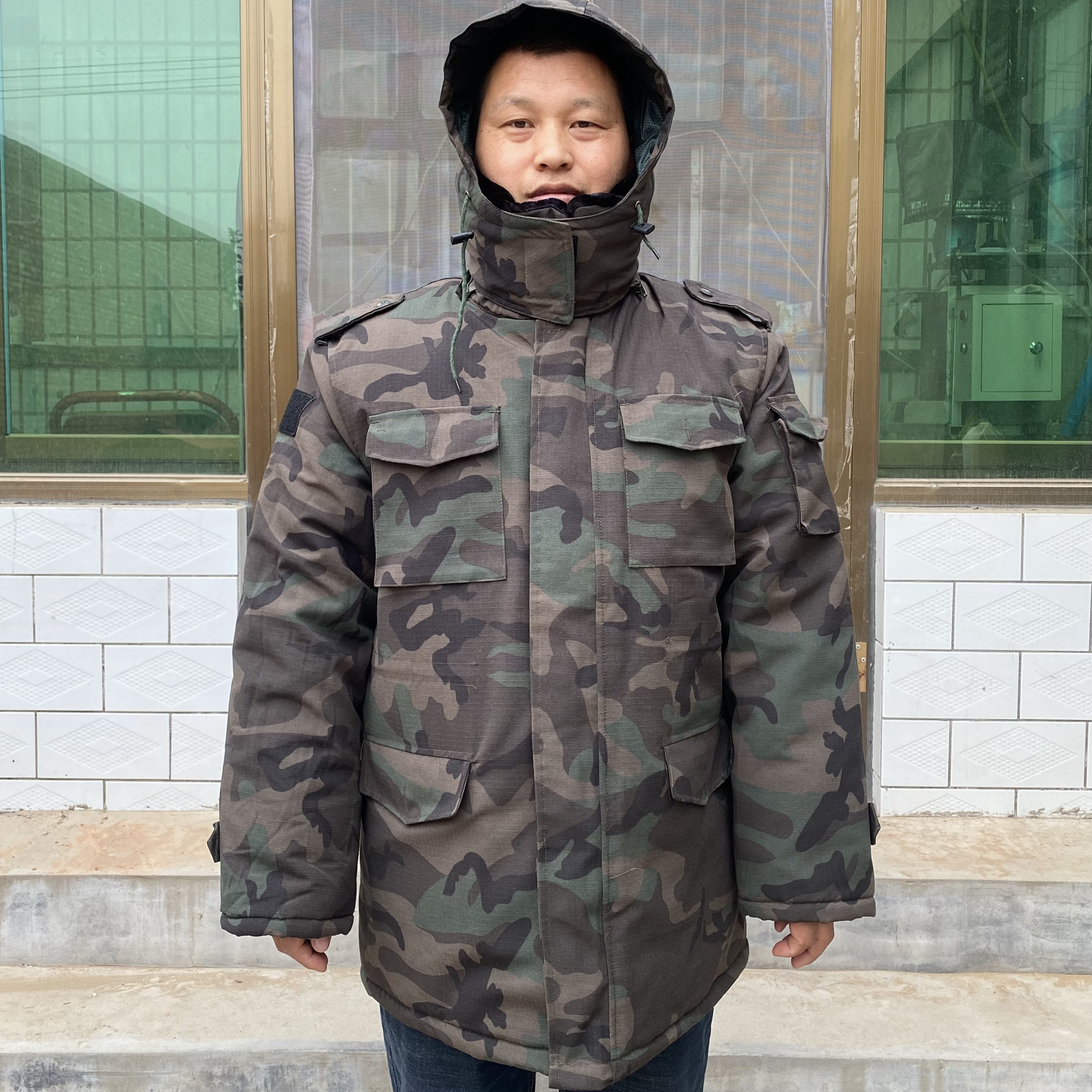 军大衣迷彩棉服男款冬季中长款棉袄劳保服户外工作加厚外套