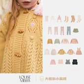 4Z现货大熊家LOUISE 25秋冬女童刺绣针织马甲斗篷有机棉 MISHA