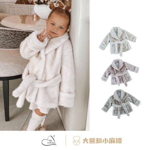 Miloves女童春秋冬环保皮草大衣